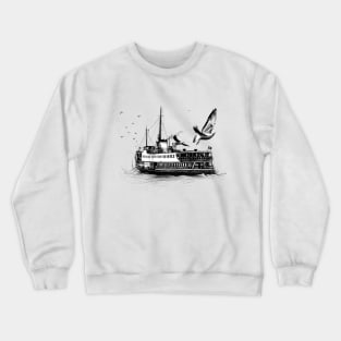 Boat and seagulls Charcoal Crewneck Sweatshirt
